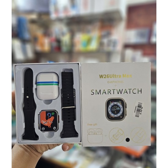 W26 Ultra Max Smart Watch With Earpods 